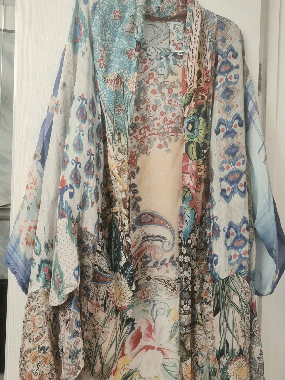 Johnny Was Multicolor Floral & Paisley Open-Front Kimono Jacket